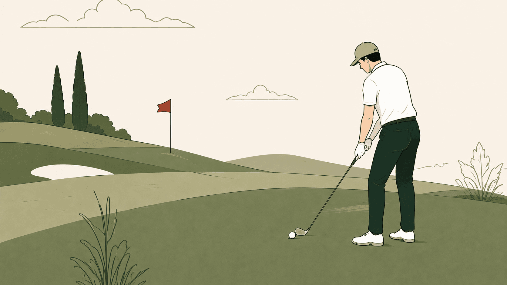 Golfer addressing the ball on a quiet course